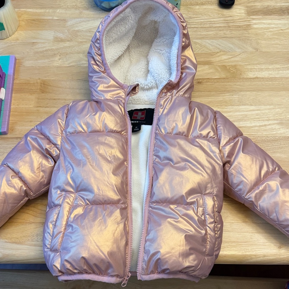Swiss Tech puffer girls pink excellent clean Fleece Jacket 3T
